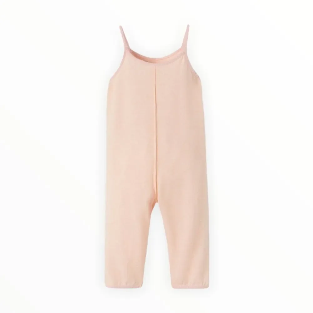 Zara Kids Pink Soft Touch Jumpsuit NWT Contrast Piping Romper - Picture 3 of 4